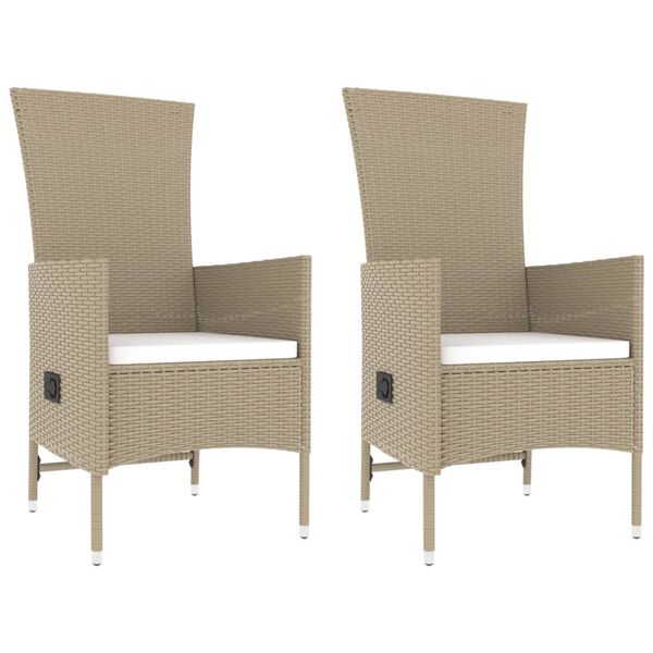 vidaXL Set Mobili da Giardino 3 pz Beige Polyrattan e Acciaio
