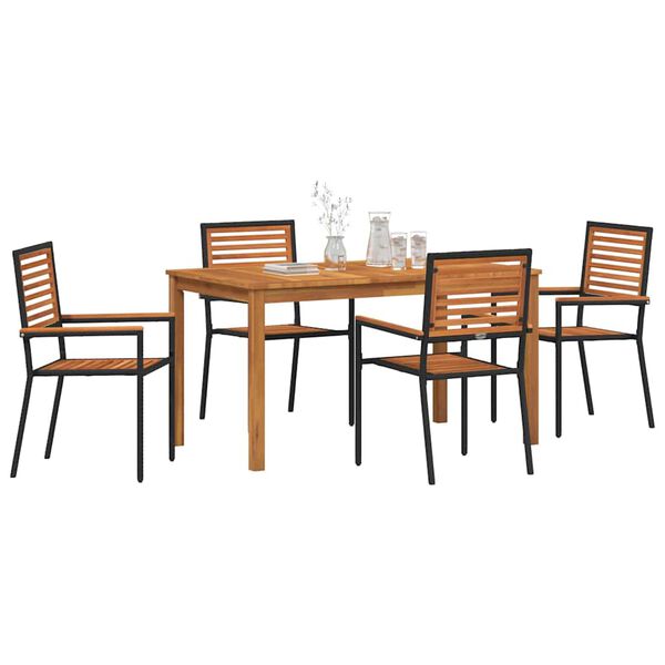 vidaXL Set da Pranzo per Giardino 5 pcs Nero Legno di Acacia Massello