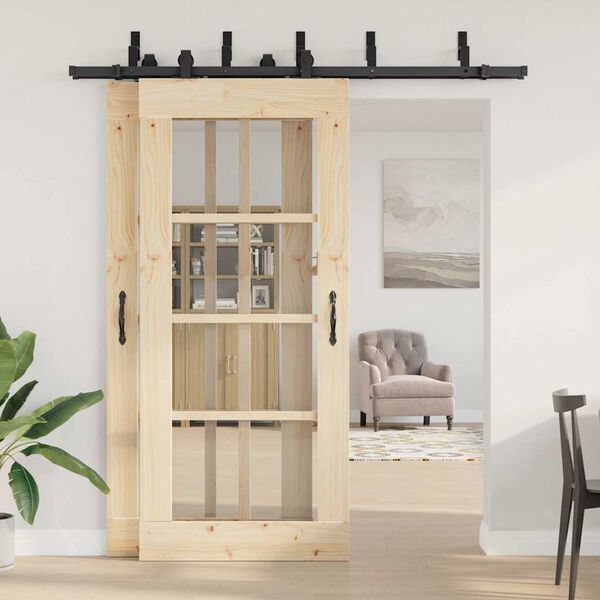 vidaXL Kit di Binari per Porte Scorrevoli 200 cm Acciaio Nero