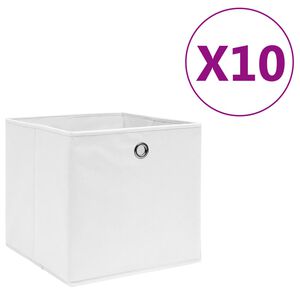 vidaXL Contenitori 10 pz in Tessuto non Tessuto 28x28x28 cm Bianco