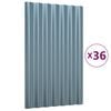 vidaXL Pannelli Tetto 36pz Acciaio Zincato Grigio 60x36cm