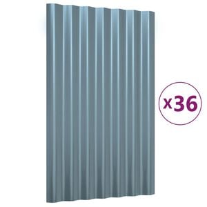 vidaXL Pannelli Tetto 36pz Acciaio Zincato Grigio 60x36cm