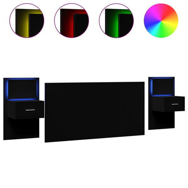 vidaXL Testiera per Letto con Comodini Nero 160 cm Legno Multistrato