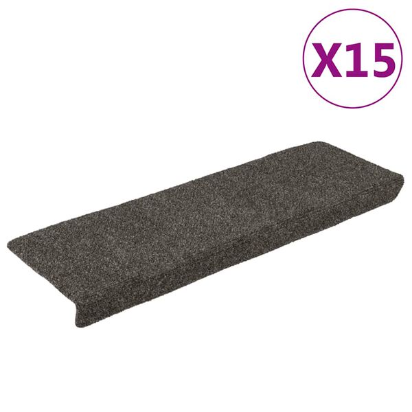 vidaXL Tappetini per scale autoadesivi 15 pz 65x21x4 cm Antracite Bordo rettangolare