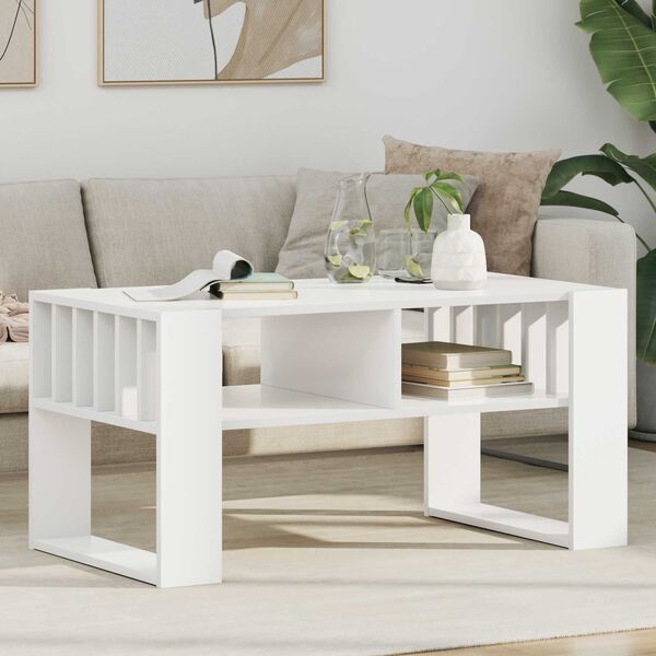 vidaXL Tavolino da salotto Bianco 92 x 49,5 x 45 cm Legno multistrato
