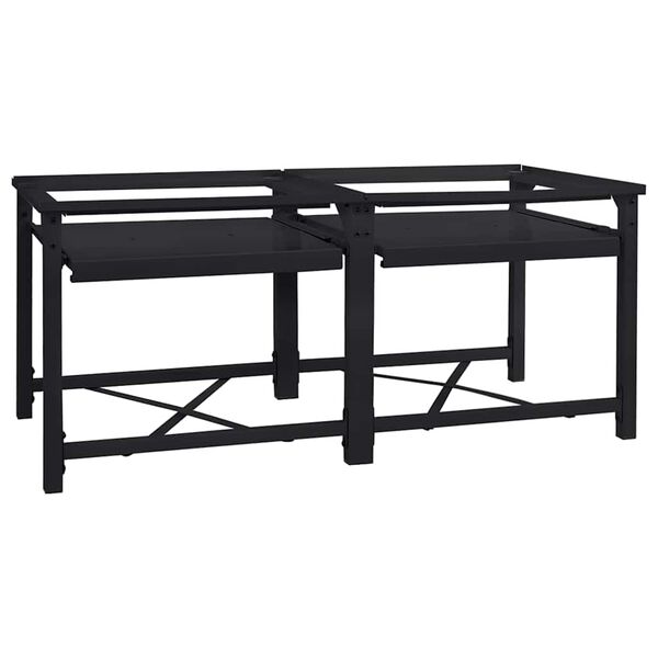 vidaXL Pedestallo per Lavatrice 2 pcs Nero 120 x 56 x 52 cm Acciaio