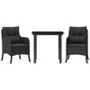vidaXL Set da Pranzo da Giardino 3 pz con Cuscini Nero in Polyrattan