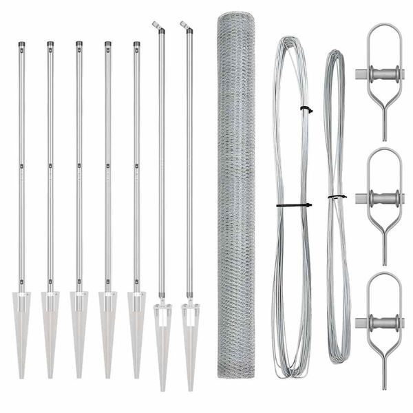 vidaXL Palo della recinzione Argento 10 x 1,5 m (rete da 13 mm)