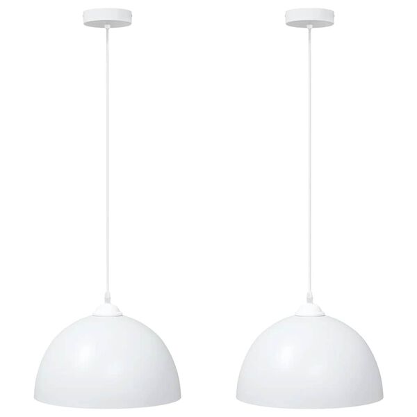 vidaXL Lampada a Sospensione 2 pz Regolabile E27 Bianco Ø 30cm Metallo