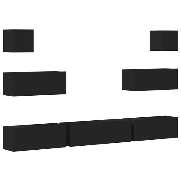 vidaXL Set di Mobili Porta TV 7 pz Nero in Legno Multistrato