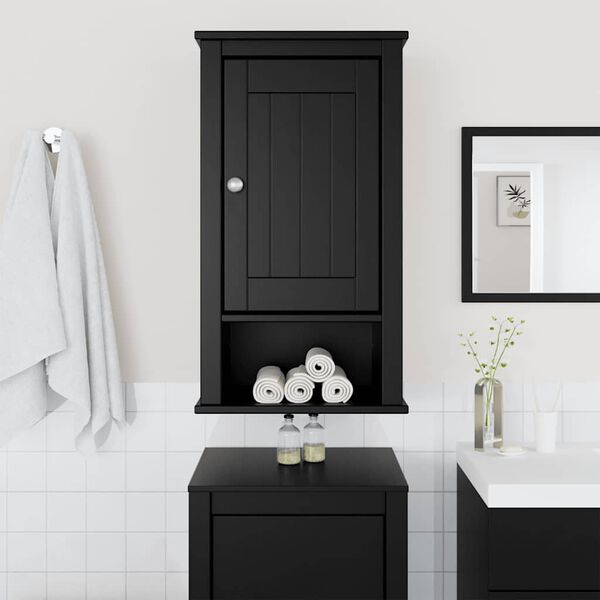 vidaXL Mobile da Bagno a Muro BERG Nero 40x27x71,5 cm Massello Pino