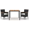 vidaXL Set da Pranzo da Giardino 3 pz con Cuscini Nero in Polyrattan