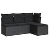 vidaXL Set Divani da Giardino 4 pz con Cuscini Nero in Polyrattan