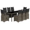 vidaXL Set Bistr&ograve; da Giardino 9 pz con Cuscini in Polyrattan Grigio