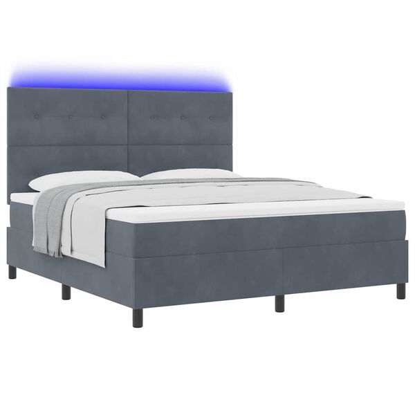 vidaXL Letto a Sorgente LED Grigio scuro 180 x 200 cm Tessuto