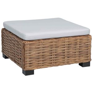 vidaXL Poggiapiedi con Cuscino GENDT Rattan naturale Naturale