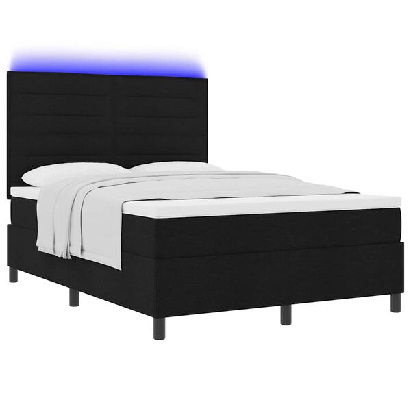 vidaXL Letto a molle con materasso con led Nero 140 x 190 cm Tessuto