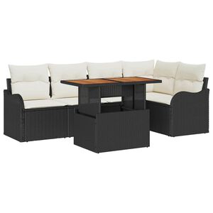 vidaXL Set Divano da Giardino 6 pcs Nero e Crema polyrattan