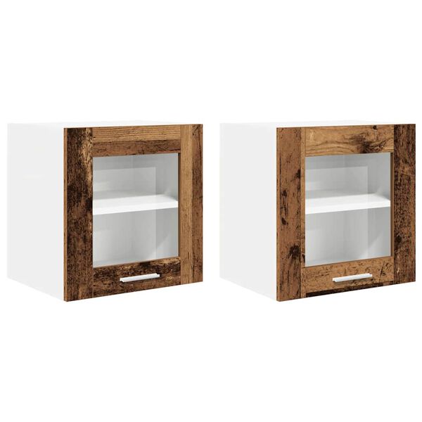 vidaXL Armadio pensile con porta 2 pcs Legno vecchio 40 x 31 x 40 cm