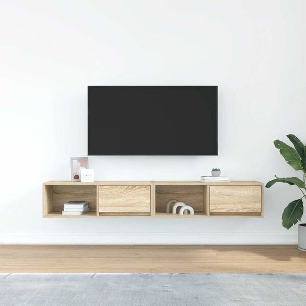 vidaXL Mobili TV 2 pz Rovere Sonoma 80x31x25,5 cm in Legno Multistrato