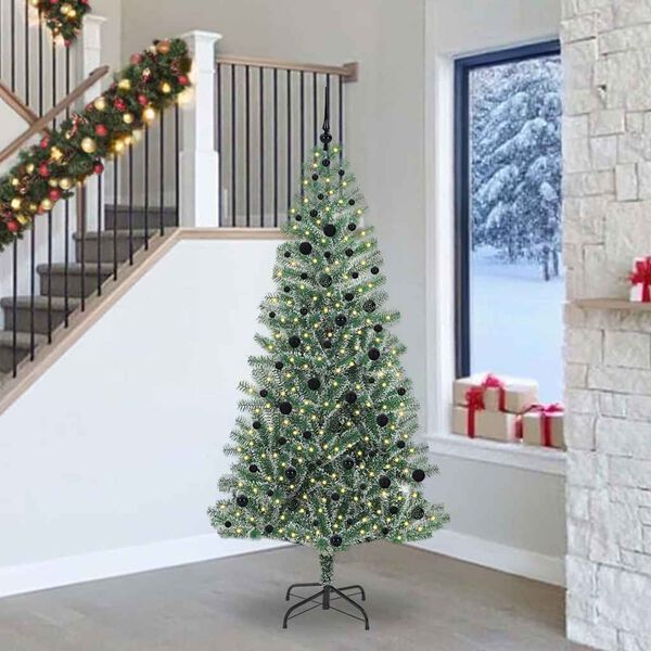 vidaXL Albero di Natale Artificiale Imbiancato con Luci LED 240 cm