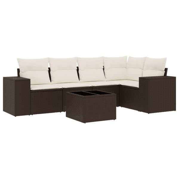vidaXL Set Divano da Giardino 6 pz con Cuscini Marrone in Polyrattan