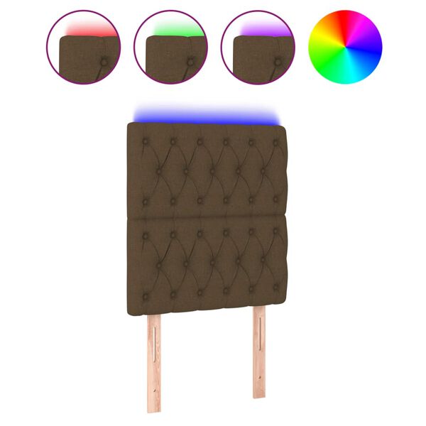 vidaXL Testiera a LED Marrone Scuro 80x7x118/128 cm in Tessuto