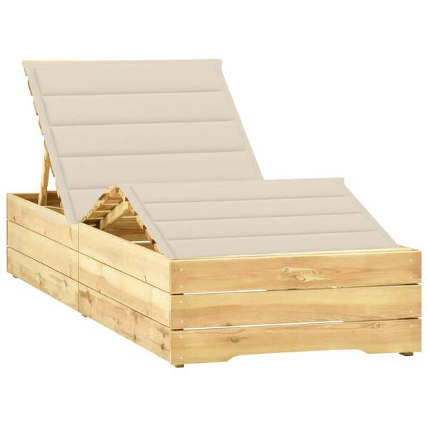 vidaXL Lettino da Giardino con Cuscino Crema Legno Pino Impregnato