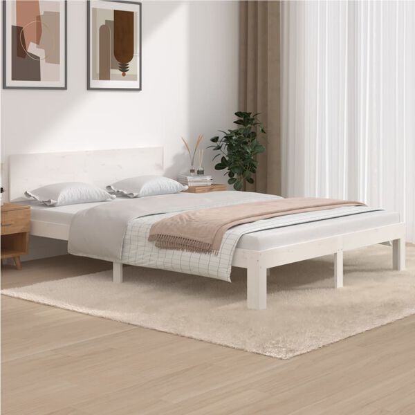 vidaXL Giroletto Bianco in Legno Massello di Pino 140x200 cm