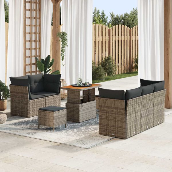 vidaXL Set Divano da Giardino con cuscino 8 pcs Grigio