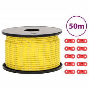 vidaXL Corda Tenda con Strisce Riflettenti e Chiavi 50 m 5 mm