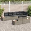 vidaXL Set Divano da Giardino con cuscino 8 pcs Grigio Poly Rattan
