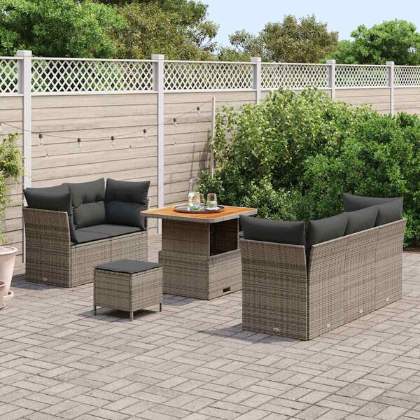 vidaXL Set Divano da Giardino con cuscino 8 pcs Grigio