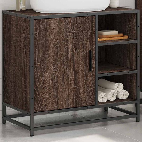 vidaXL Mobile Lavabo Bagno Rovere Marrone 65x33x60cm Legno Multistrato