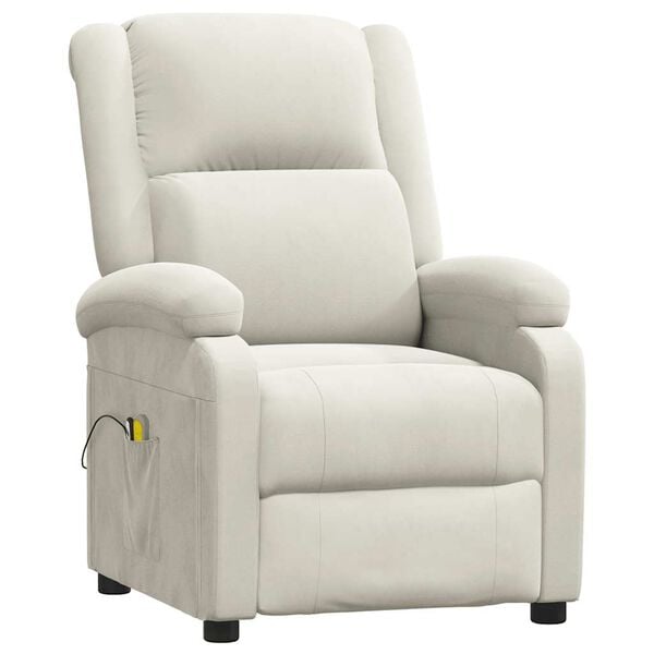 vidaXL Poltrona Massaggiante Elettrica Crema in Velluto