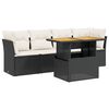 vidaXL Set Divani da Giardino 5 pz con Cuscini in Polyrattan Nero