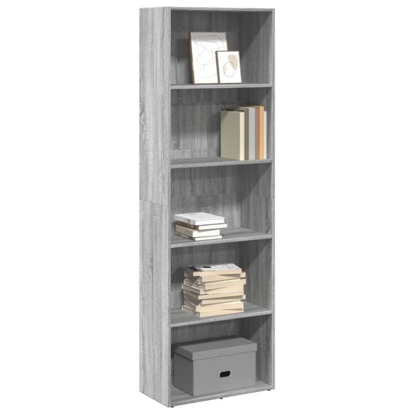 vidaXL Libreria Grigio Sonoma 60x30x189 cm in Legno Multistrato