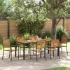 vidaXL Set da Pranzo per Giardino 7 pcs Nero e Legno polyrattan