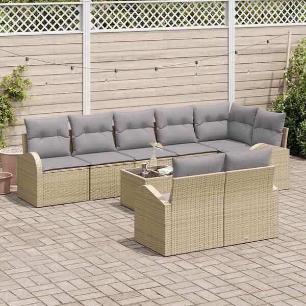vidaXL Set Divano da Giardino 9 pcs Beige e grigio chiaro polyrattan