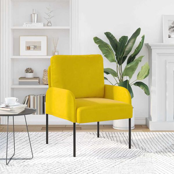 vidaXL Divani con cuscino 55cm Giallo Legno compensato