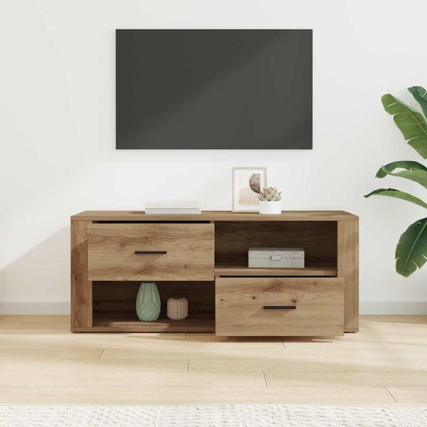 vidaXL Mobile TV Rovere artigianale 100 x 35 x 40 cm Legno multistrato