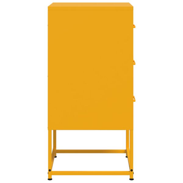 Comodino In Acciaio Giallo Senape 35x39x43,5 Cm - Design Industriale Per Camera Da Letto