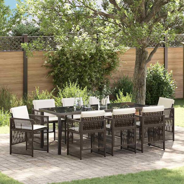 vidaXL Set da Pranzo per Giardino 9 pcs Marrone