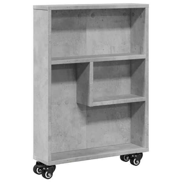 vidaXL Carrello Stretto Grigio Cemento 48x13x68 cm in Truciolato