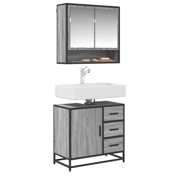 vidaXL Mobile Lavabo Bagno Grigio Sonoma 65x33x60 cm Legno Multistrato