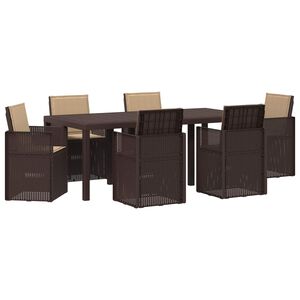 vidaXL Set da Pranzo per Giardino 7 pz Marrone e Tortora PP