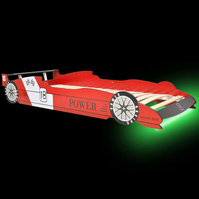 vidaXL Letto con Luci LED per Bambino Auto da Corsa 90x200 cm Rosso