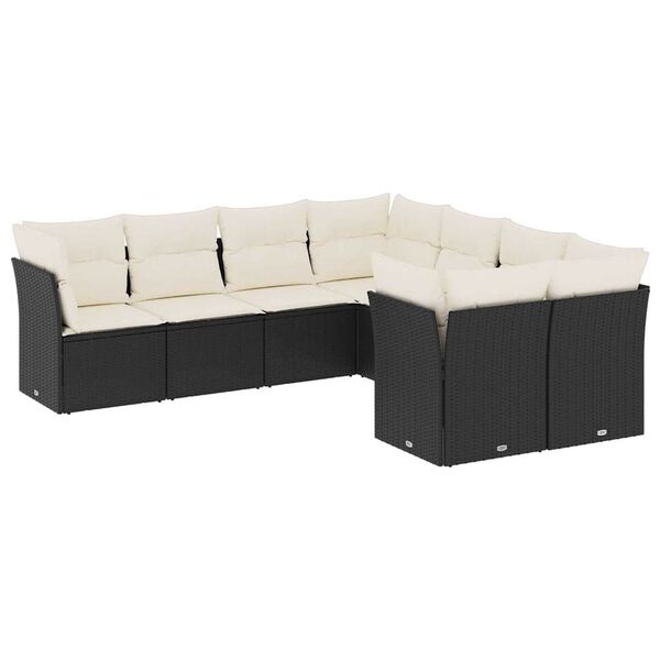 vidaXL Set Divani da Giardino con Cuscini 8 pz Nero in Polyrattan