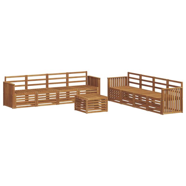 vidaXL Set divani 9 pcs Naturale Legno di Acacia Massello