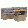 vidaXL Set Divano da Giardino 5 pz con Cuscini Beige in Polyrattan